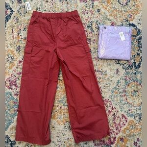 🆕 2 Pairs Old Navy Cargo Pants. Cranberry & Lilac. Size 14/16.